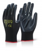 Black Nitrile Coated Palm and Finger Gloves - Various Sizes