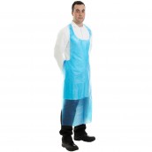 50 Micron Blue Disposable Apron 138cm Long- Flat Pack