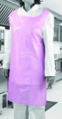 15 Micron Pink Disposable Aprons on a roll - 117cm Long
