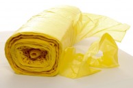 13 Micron Yellow Disposable Aprons on a roll - 106cm Long