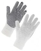 Large Knitted Mixed Fibre Seamless Gloves with PVC Dot Coated Palm
