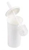 Domed Head Toilet Brush with Enclosed Holder - White