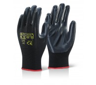 Black Nitrile Coated Palm and Finger Gloves - Various Sizes