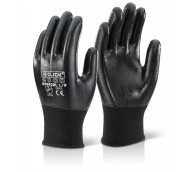 Black Fully Coated Nitrile Polyester Gloves - Various Sizes