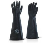 17" Black Gauntlet Rubber Gloves - Various Sizes